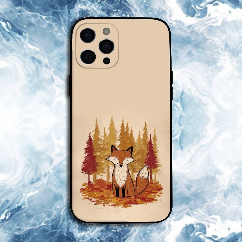 Милый чехол для телефона с лисой для iPhone 17, 16, 15, 14, 13, 12, 11 Plus, Pro Max, Мягкий силиконовый черный чехол