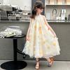 Girls' dress 2026 summer new western-style dress fashionable mesh dress sweet and lovely flower princess dress