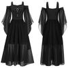 Girls Halloween Medieval Renaissance Gothic Dress Cold Shoulder Butterfly Sleeve Lace Up Witch Dress Cosplay Dress