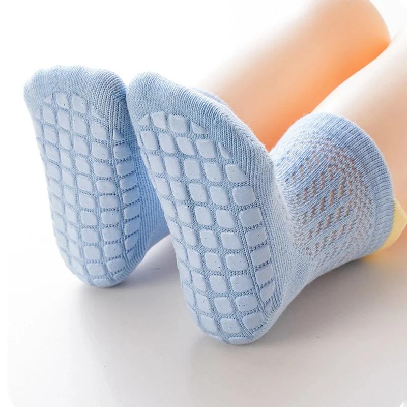 3pairs/lot RAISE 6 Colored Non-slip Baby Girl Sock Breathable Thin Infant Girl Cotton Socks Kids Mesh Socks Children's Socks Kit