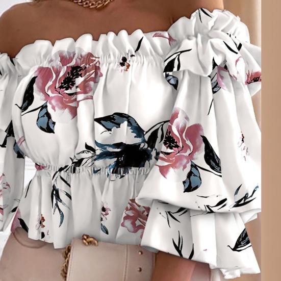 Многослойный топ с открытыми плечами, красочная плиссированная женская рубашка с расклешенными рукавами