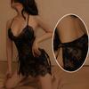 Sexy Underwear Lace Neck Gathering Slim Onesie Sexy Perspective Pure Desire Straps Hollow Pajamas Women