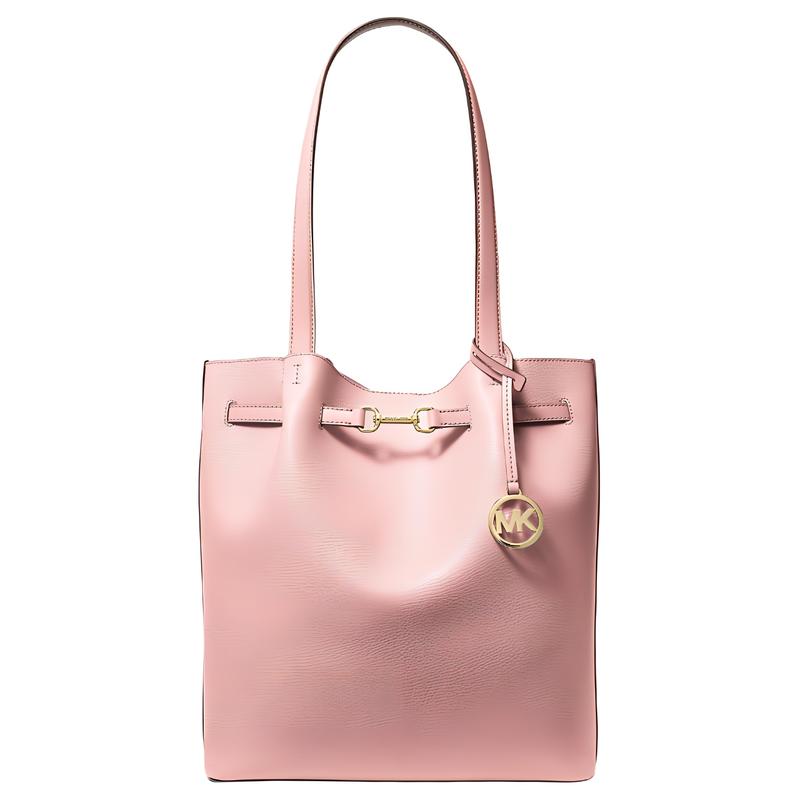 Michael Kors Carson Carson Логотип Металлический логотип Натуральная кожа Сумка-тоут Сумка-тоут Сумка для покупок Ручная сумка на плечо Большая женская Пудрово-розовый