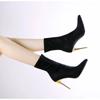 Fashion Half High Boots for Women Very Heel Sexy Pointed Toe Black Mid Calf Shoes Woman Demi-season Winter 2024 Novelty Spring Autumn Pu