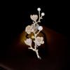 Women's Light Luxury Design Zircon Plum Blossom Brooch Imitation Pearl Fashionable Versatile Niche Design Brooch