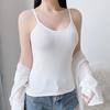 Women's Spaghetti Strap Cami Top Summer Slim Fitted Ribbed Tank Top V-Neck Sleeveless Vest Camisole Basic Layering Shirts