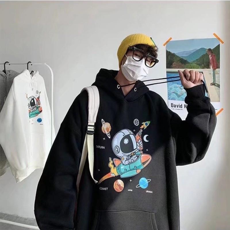 American Cute Astronaut Printed Youth 8XL Large Size Four Color Optional Casual Hoodie