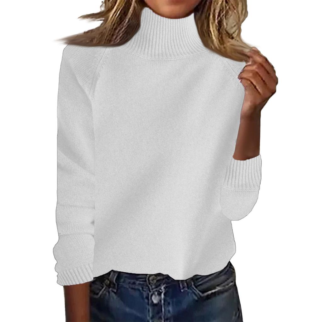Women's Fashion Thickened High Standing Neck Loose Sweater Plunging Sleeve Bottom Shirt Top
