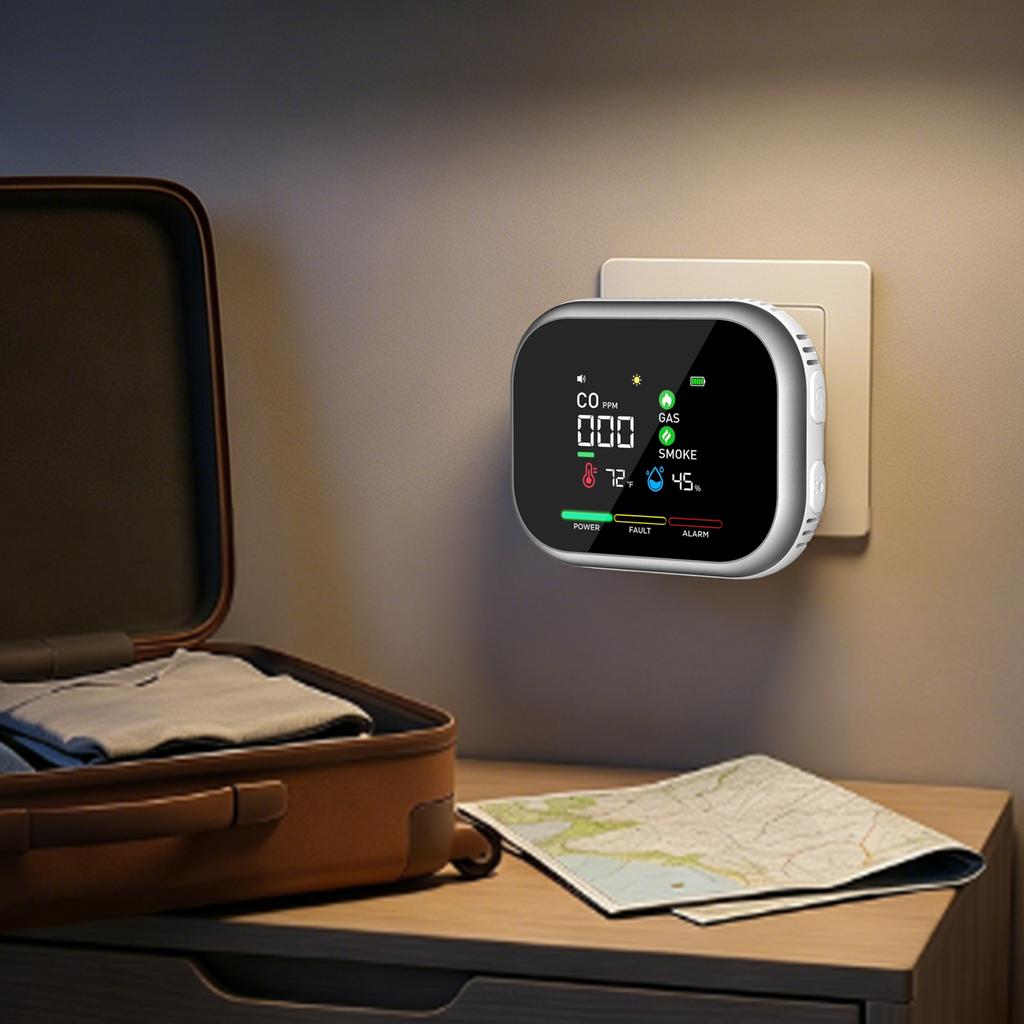 6-in-1 Portable Air Quality Monitor with HD Display Temperature & Humidity Gas Detector for Home RV Car Apartment Travel