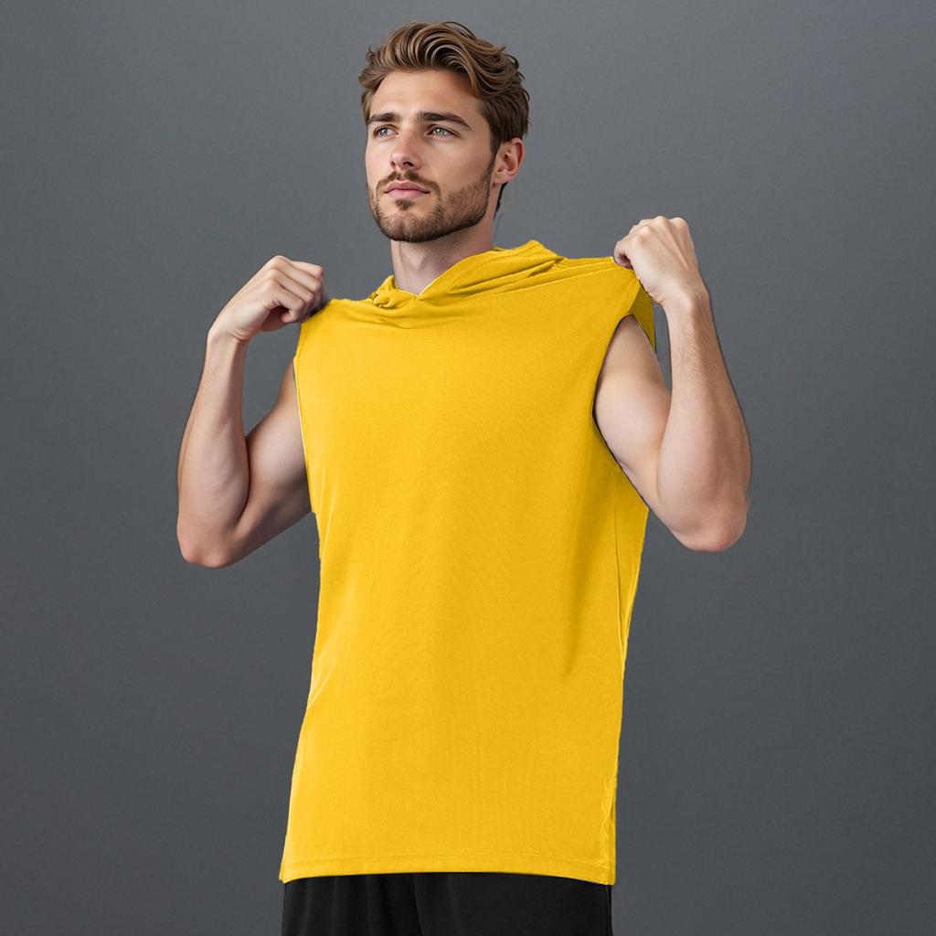 Мужская майка, плотный жилет с капюшоном, повседневная футболка без рукавов