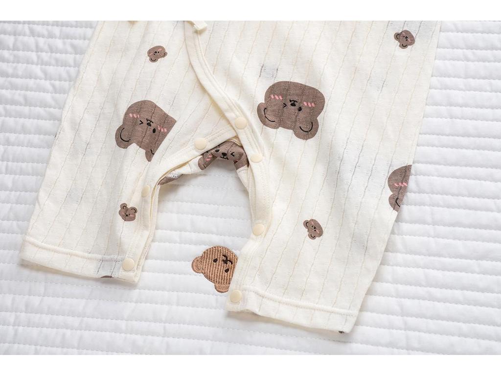 Летний ультратонкий ромпер с длинным рукавом из чистого хлопка для новорожденных с защитой животика – дышащий класс А для комфорта в кондиционированном помещении.