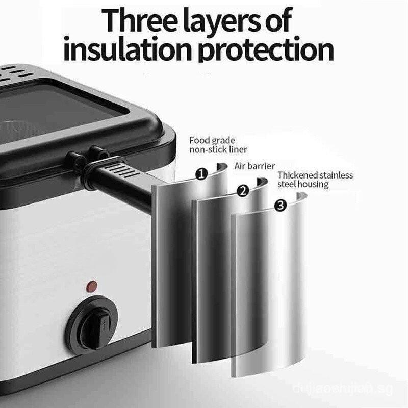 2.5 л Большая емкость Умная электрическая фритюрница Фритюрница Механическая ручка регулировки температуры Фритюрница для жарки с корзиной из нержавеющей стали