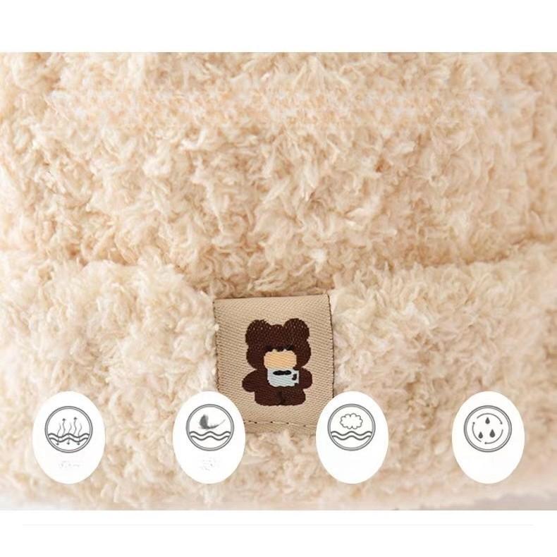 Baby Autumn and Winter Warm Hat Plush Scarf Two-piece Set Cute Teddy Bear Thick Male and Female Baby Yarn Hat