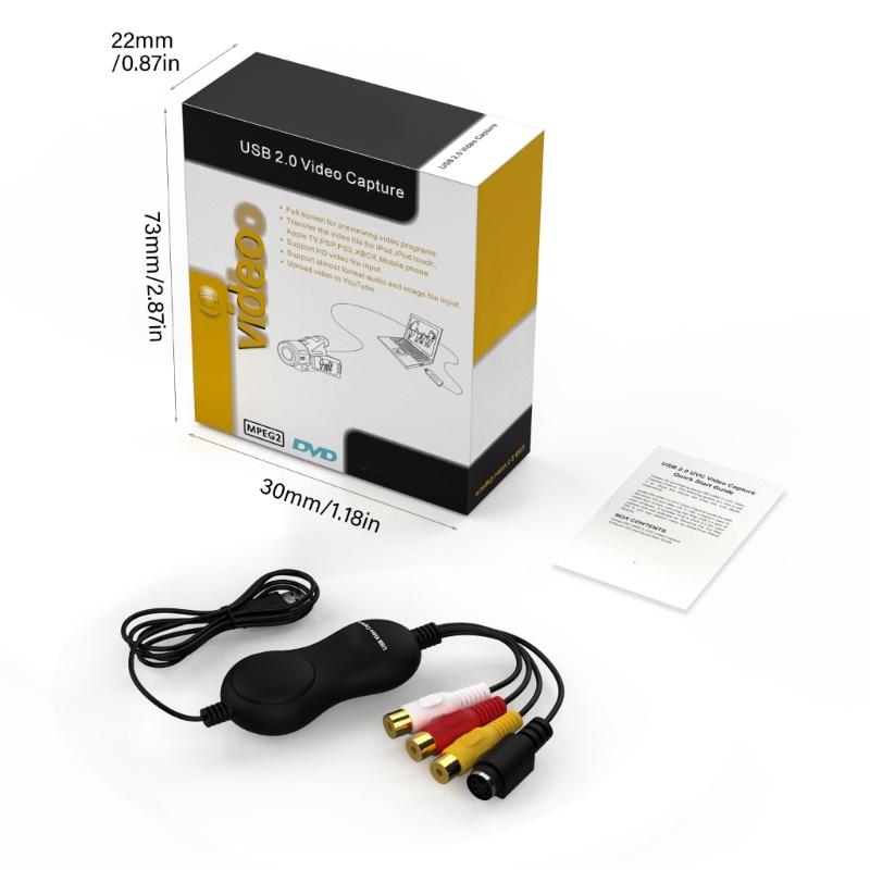 Портативное устройство захвата видео преобразует аналоговый сигнал в цифровой формат через USB 2.0. Поддержка CVBS и S-Video входов для ПК.