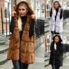 Womens Winter Vests Coats Faux Fur Gilet Vest Sleeveless Waistcoat Hooded Long Jacket Coat Outwear