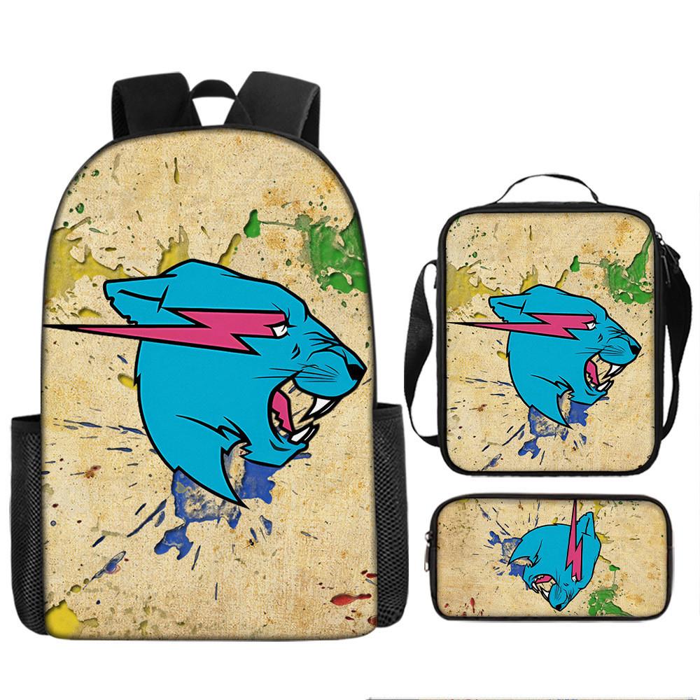 Mr Beast Lightning Cat 3d Print School Backpack With Breathable Oxford Fabric For Kids