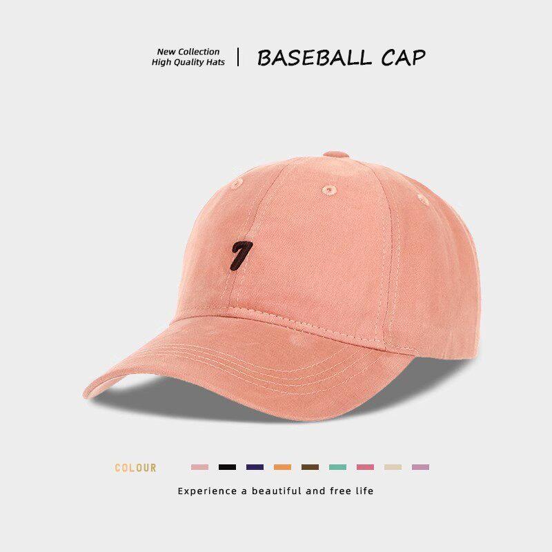 Soft Cotton Vintage Baseball Cap with Number 7 Embroidery Unisex Adjustable Dad Hat Breathable Outdoor Sports Cap 6 Colors