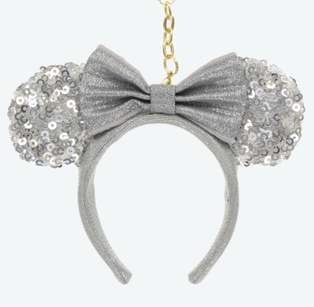 Disney Minnie Mouse Headband Keychain with Sequins and Silver Ears, Tokyo Disney Resort
