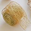 Translucent Polyester Ribbon for Bows 2.5" x 2.2 Yards Gold Sheer Christmas Tree Decoration and Gift Wrapping Wrapping, Mesh Fabric DIY Crafts Floral