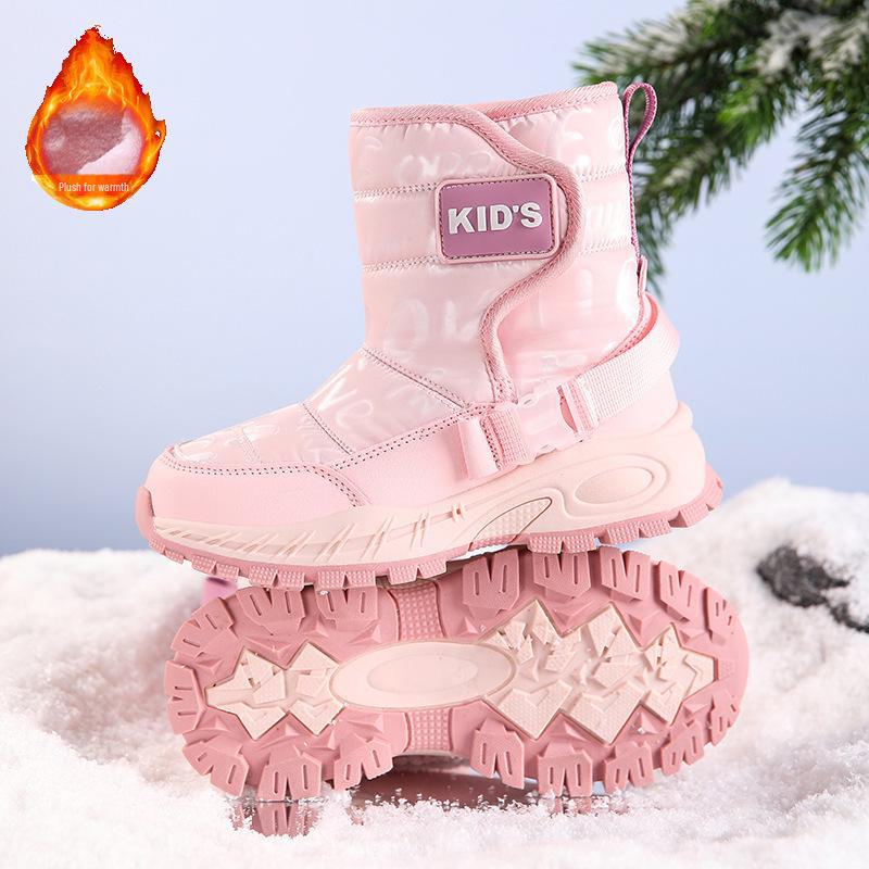 Детские водонепроницаемые зимние ботинки для снега - нескользящие, с утолщенной бархатной подкладкой для мальчиков и девочек