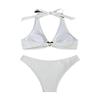 1011 new European and American lace-up love solid color split swimsuit women's beach bikini hot spring swimsuit