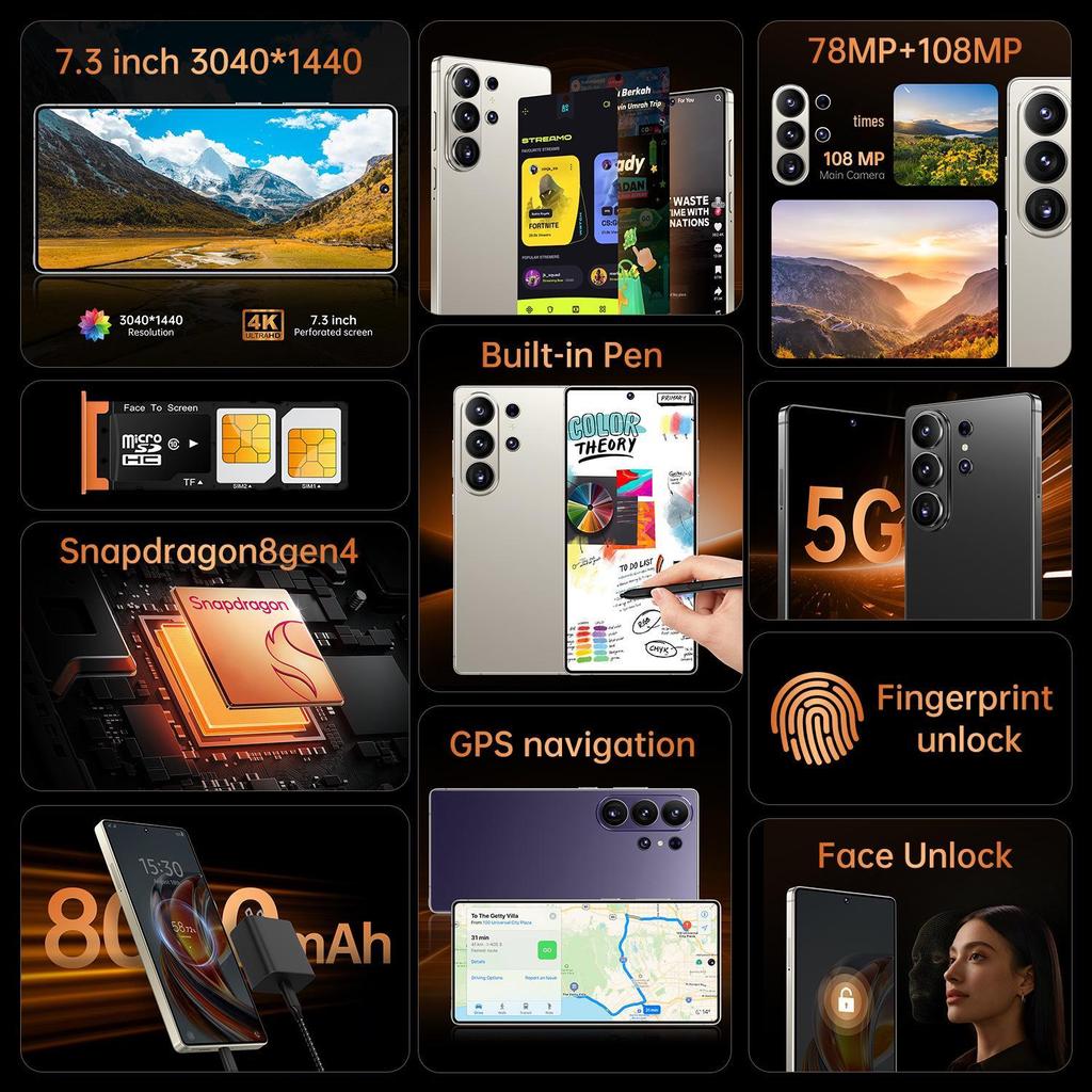 Смартфон S26 Ultra: HD, Большой экран, 6 ГБ + 128 ГБ, Android