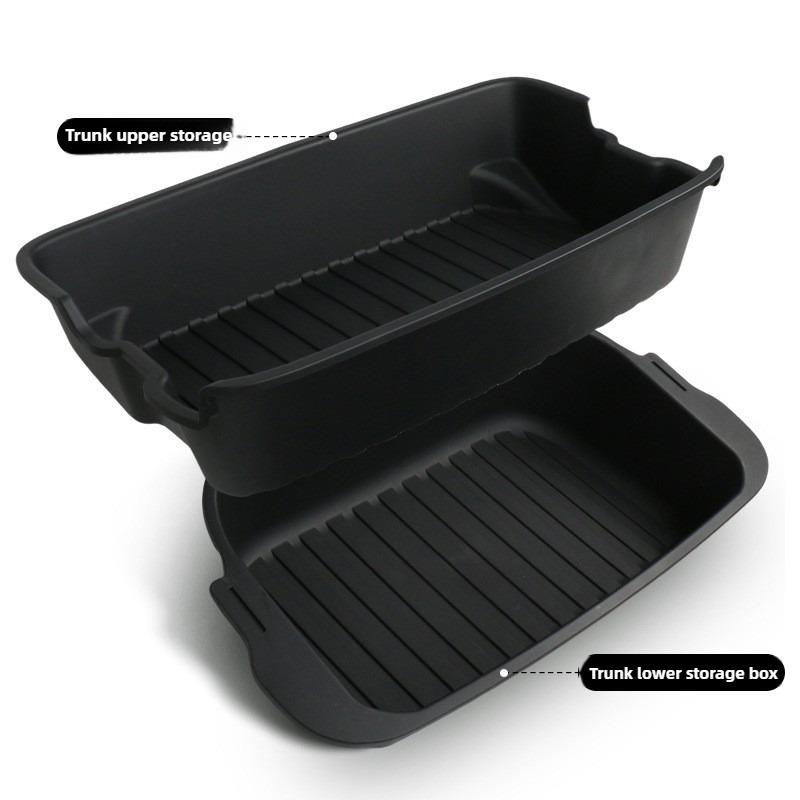 For Tesla Model Y Juniper 2025 Frunk Organizer Box Rear Trunk Double-deck Storage Box Front Cargo Dustproof Luggage Storage Tray