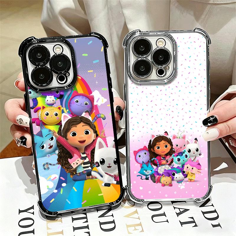 G-Gabbys Dollhouse Cartoon Plating Phone Case For Iphone 16 17 Pro Max Air 16E 14 15 Plus 12 13 Mini Anti-Fall Airabag Cover