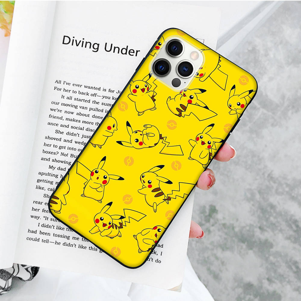 JP34 Pikachu Black Soft Case for Xiaomi Poco X6 X4 M5 M6 F5 F6 C65 C55 C50 C51 C40 Pro Redmi 14C A3X 13C 12C 11T 10A 9C Note 7 6 8A Plus