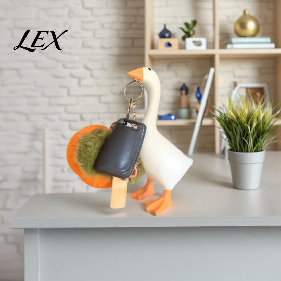 Small Metal Object Holder Magnetic Goose Key Holder, Resin Statue for Entryway Decor, Cute Animal Unique Birthday Gifts Desktop Ornament with