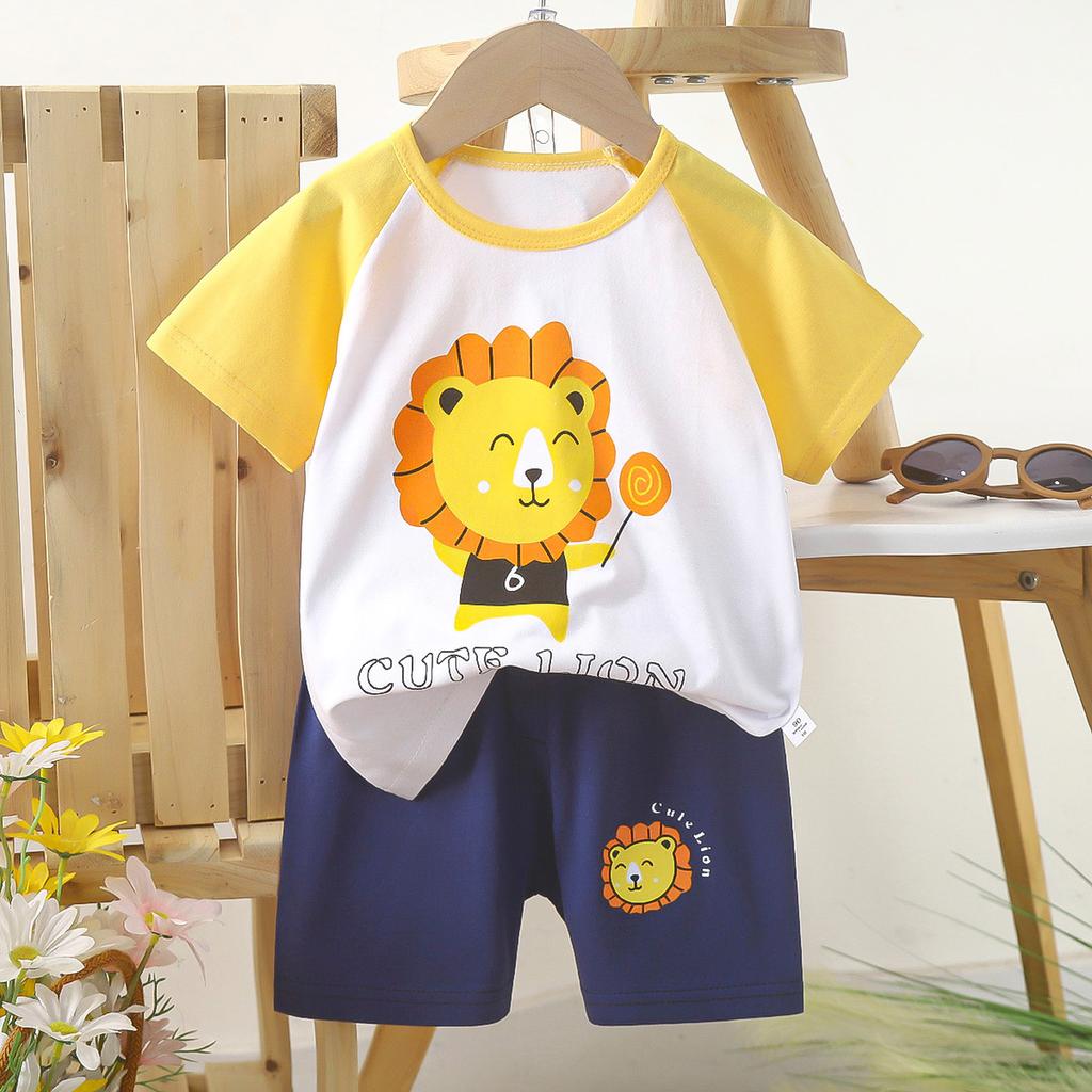 Children's Casual Short-sleeved Summer Cotton T-shirt Set for Boys and Girls
