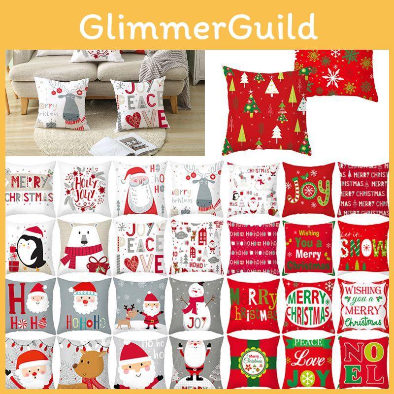 Luxurious Peach Skin Velvet Christmas Cushion Cover With Charming Santa Claus Print For Home