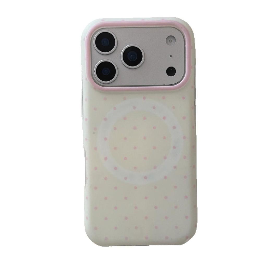 Магнитный чехол для телефона с круглыми краями и горошком для iPhone 14/13/12 Pro Max