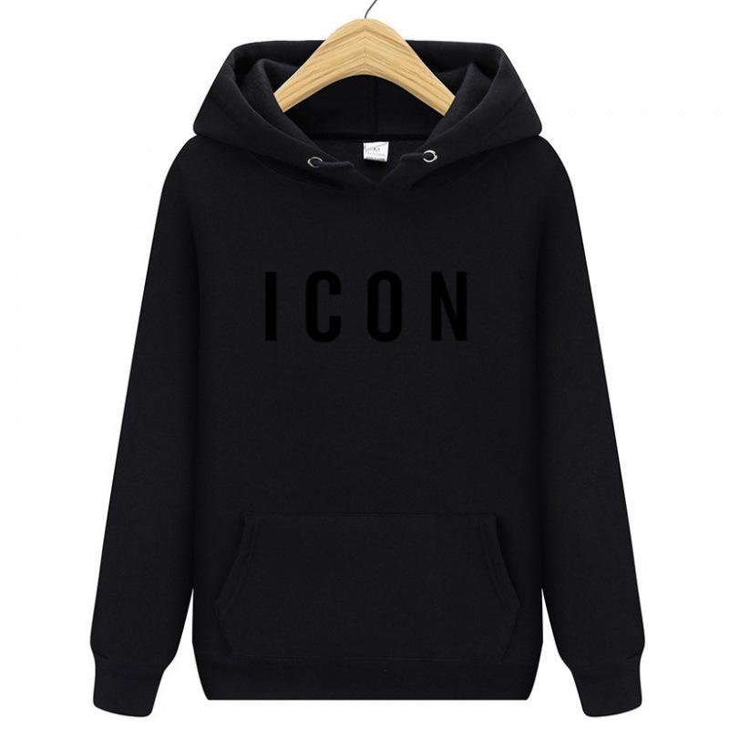 Удобный свитер с капюшоном и буквой ICON свободный топ свитер мужской