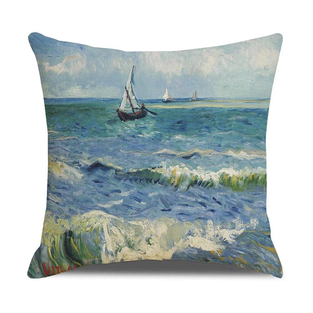 Vintage Art Cushion Cover Van Gogh Oil Painting Pillowcase Living Room Sofa Decoration Pillowcase