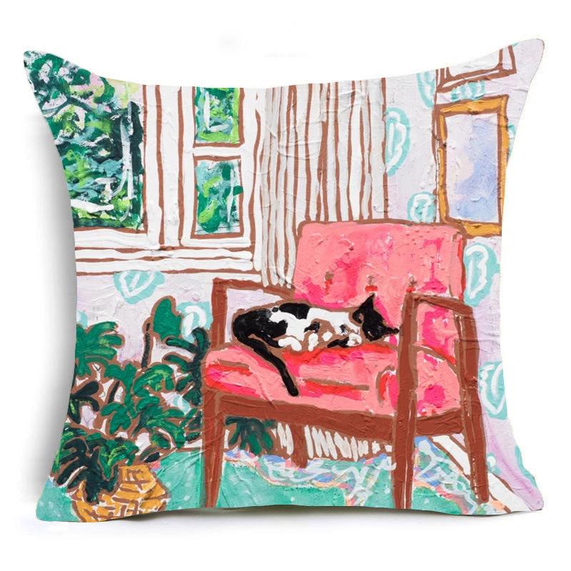 Современная Простая Абстрактная Серия Масляной Живописи Льняная Наволочка Домашняя Наволочка для Диванной Подушки