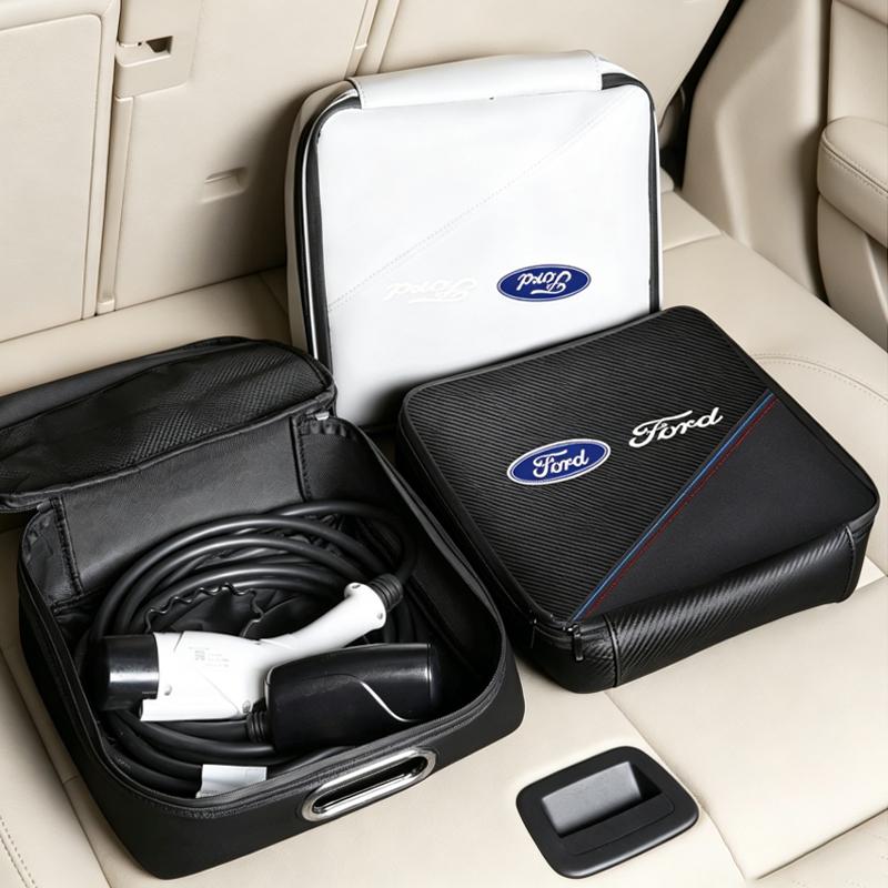 Car Rechargeable Gun h29 Storage Box For Ford Focus Fiesta Mondeo Explorer Transit Ranger Leather Organizer Bag Accessories keychain