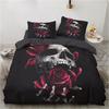 3D Printed Gothic Skull Rose Microfiber Duvet Cover Soft and Comfortable 3-piece Bedding Set with Zipper and 2 Pillowcases