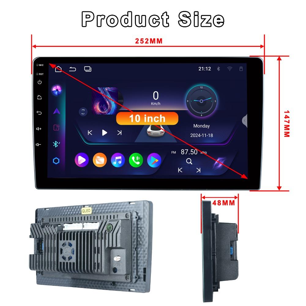 Android 14 Автомобильный Радио Мультимедийный Плеер Авторадио Carplay true 1 Din Универсальное Головное Устройство Авто Аудио Стерео Автомобильный GPS Навигатор WIFI DSP