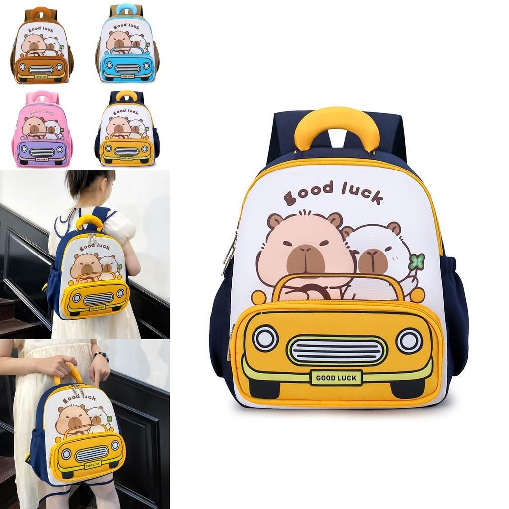 Capybara Pattern Kids Backpack Boys Girls School Bag With Breathable Nylon For Preschool Use