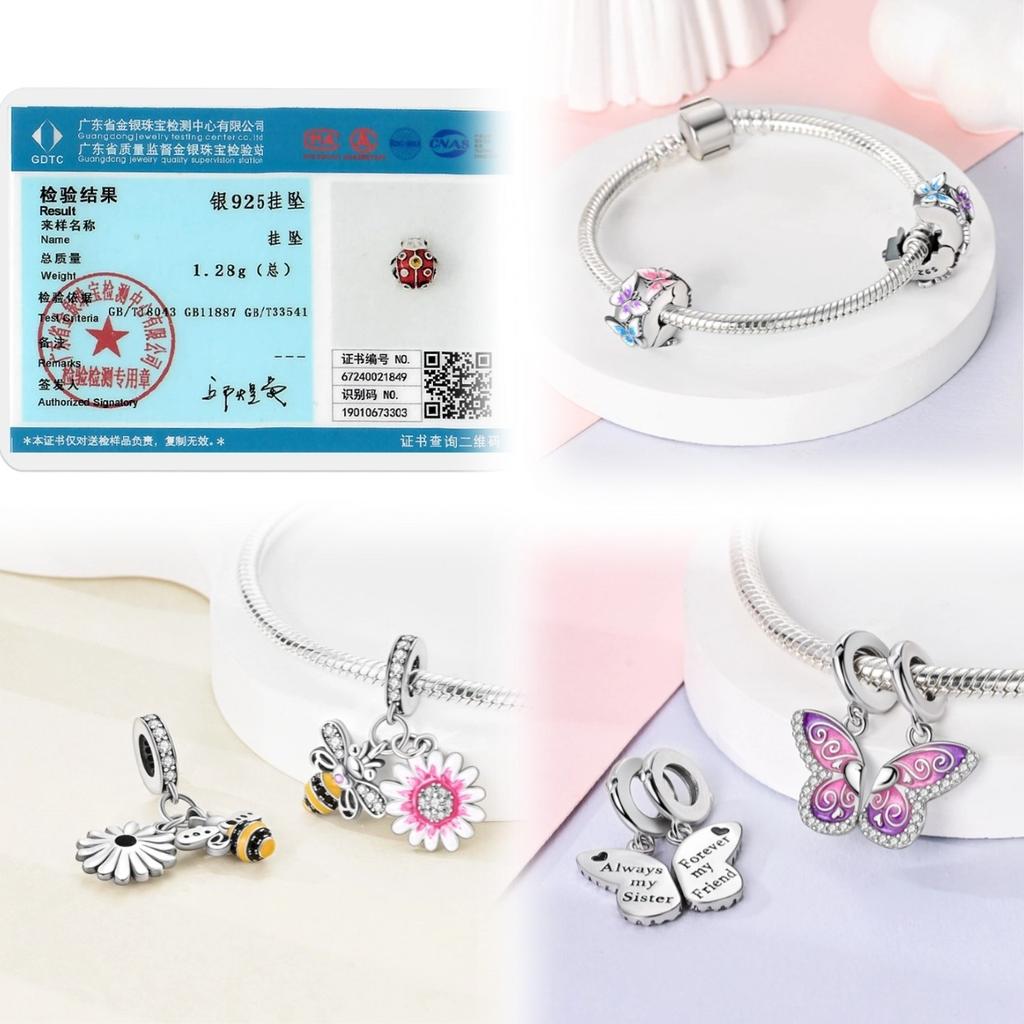 Dragonfly Charm 925 Silver Original Bee Safety Chain Sparkle Zircon Clip Charms Fit Bracelet DIY Jewelry For Women Wedding Gift