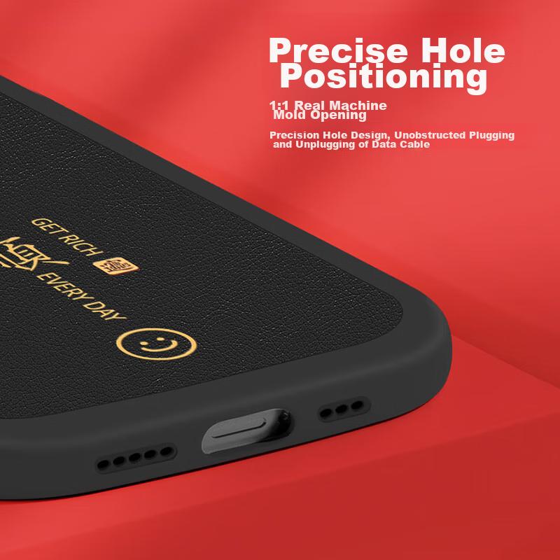 IPhone 14 Pro Max Case, Full Coverage Ultra-Thin Leather Texture Shockproof Soft Case, New Year's Style, China Red
