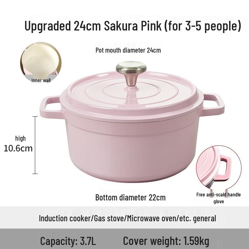 Кастрюля-казан Mingjue с антипригарным эмалевым покрытием, из алюминиевого сплава, подходит для индукционных плит, для тушения и супа.