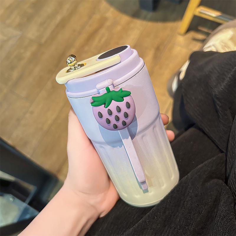 Симпатичная портативная термокружка с интеллектуальным дисплеем температуры – дорожная кружка из нержавеющей стали 316 с веревкой для переноски