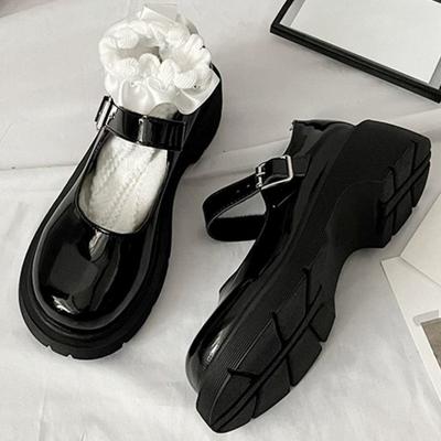 Женские кожаные туфли больших размеров 35-44. Классические туфли Мэри Джейн в британском стиле с круглым носком, на платформе, с высоким квадратным каблуком и толстой подошвой.