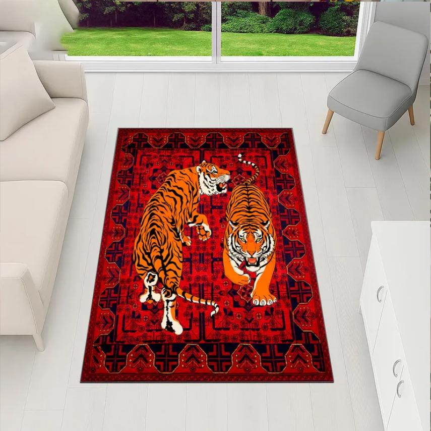 Asian Tiger Rug Bold Art Area Carpet Japanese Style Tiger Tapestry Rug Living Room Rug Modern Statement Animal Rug Man Decor