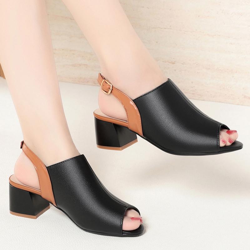 Женские сандалии летние женские сандалии Fish Mouth из натуральной кожи формальные римские сандалии для женщин