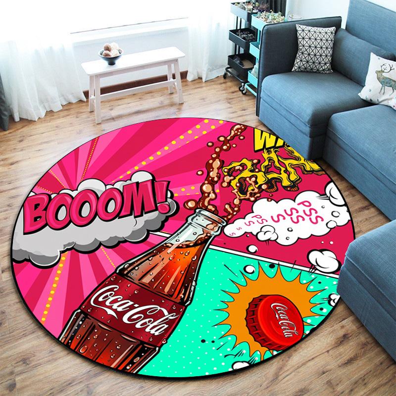 Christmas Gift Halloween Theme Bear Truck Coca Cola Round Carpet Soft Home Decoration Corridor Table and Chair Anti slip Outdoor Floor Mat Carpet H25