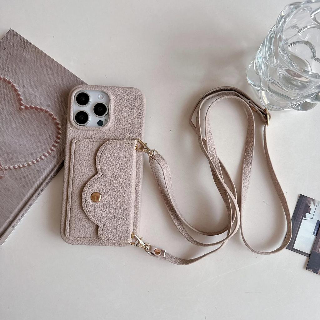 Crossbody Leather Cover for IPhone 16 15 14 13 12 11 Pro Max Plus Phone Case with Card Holder Lanyard Strap Neckband Wallet