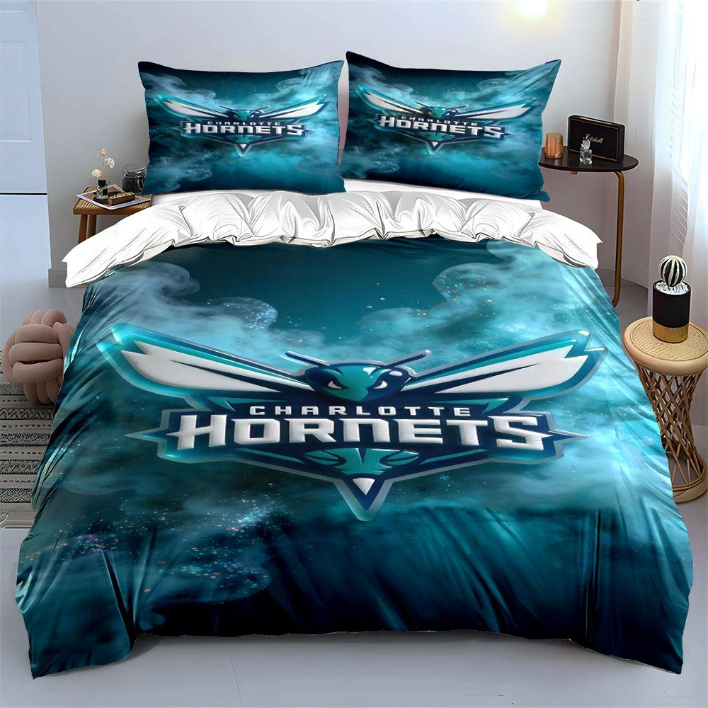 "Charlotte Hornets Logo Bedding Set" Print Bedding Set Duvet Cover Pillowcases (1* Duvet Cover 2* Pillowcases Do Not Include Comforter)